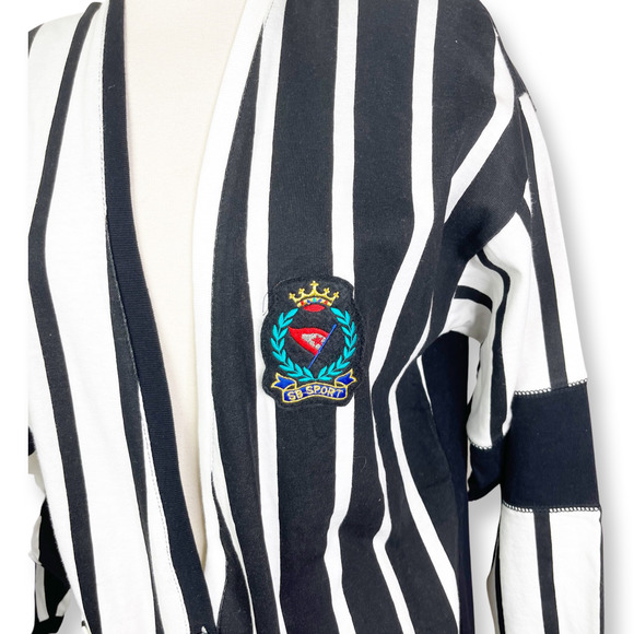 Vintage Deadstock Striped SB Sport Emblem Cotton Jersey Cardigan - Navy/White - Picture 5 of 7